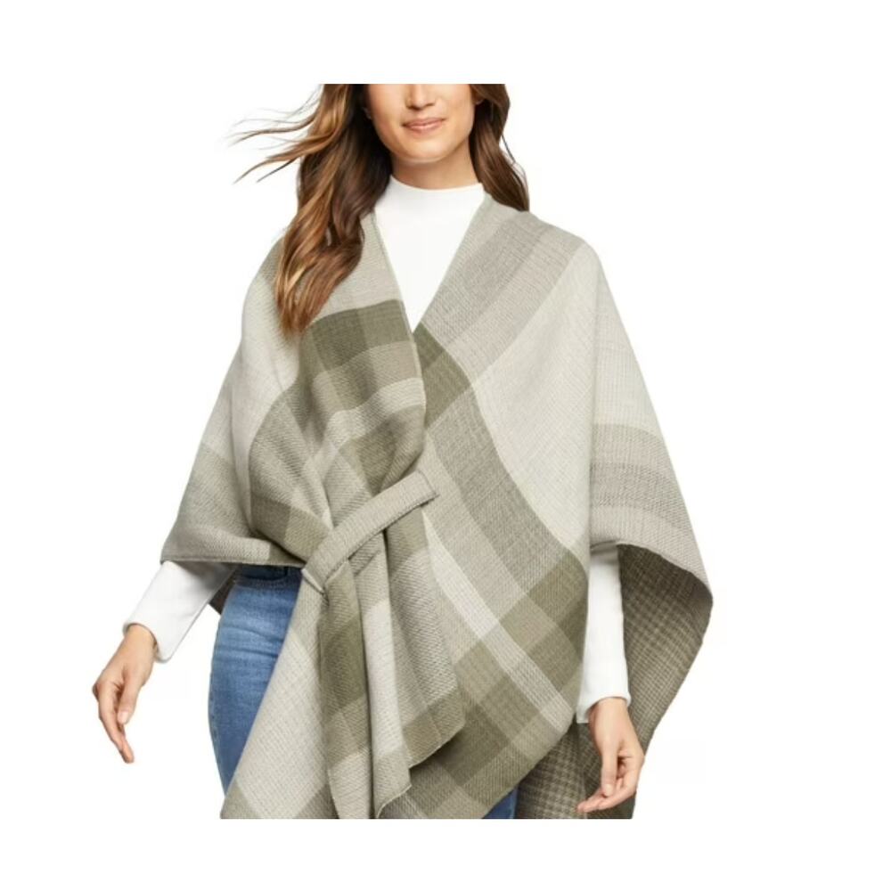 Woolrich Reversible Green Plaid Wrap OS NWT